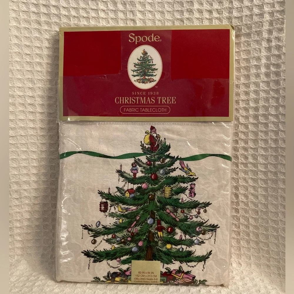 Spode Fabric Christmas Tree Tablecloth 60” X 84” NWT